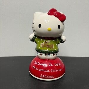 Blue Sky Hello Kitty Ceramic "Welcome To Ugly Christmas Sweater Season" Figurine